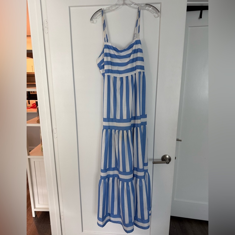 Boutique 9 Blue and White Striped Maxi Dress - Picture 3 of 7